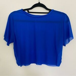 Jolefille Blue Mesh Swim Coverup Crop Top